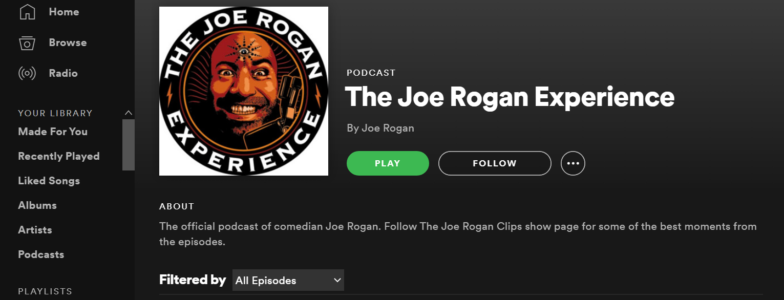 joe rogan spotify monthly listeners