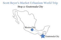 Scott Beyer's route from Mexico City to Guatemala City.
