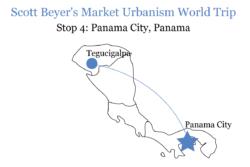 Scott Beyer's route from Tegucigalpa to Panama City.