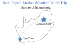 Scott Beyer's route from Cape Town to Johannesburg.