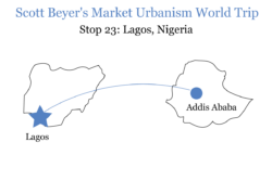 Scott Beyer's route from Addis Ababa to Lagos.
