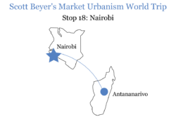 Scott Beyer's route from Antananarivo to Nairobi.