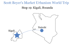 Scott Beyer's route from Nairobi to Kigali.