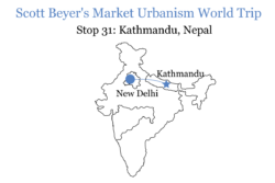 Scott Beyer's route from India to Nepal.