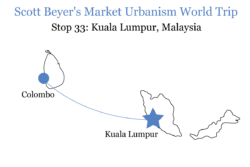 Scott Beyer's route from Colombo to Kuala Lumpur.