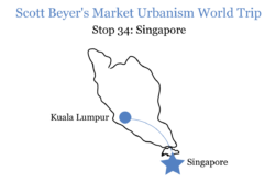 Scott Beyer's route from Kuala Lumpur to Singapore.