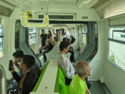 People inside a rapid transit train in Kuala Lumpur.