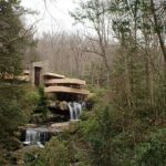 Fallingwater seen surrounding trees