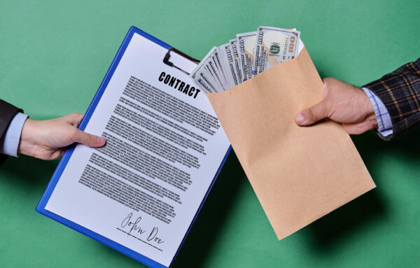 Bribery and corruption concept. A person giving money in the envelope for signing a contract - Marco Verch Professional Photographer - Flickr
