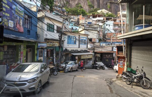 A typical road through a favela.